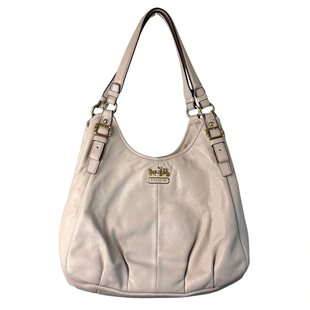 Coach Hobo Shoulder Bag Cream Womens Large Madison Maggie 16503 Leather